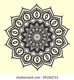 Ornament black and white card with mandala. Geometric circle element made in vector. Perfect  cards for any other kind of design, birthday and other holiday, kaleidoscope,  medallion, yoga, india, arabic