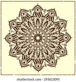 Ornament black white card with mandala. Geometric circle element made in vector. Perfect  cards for any other kind of design, birthday and other holiday, kaleidoscope,  medallion, yoga, india, arabic