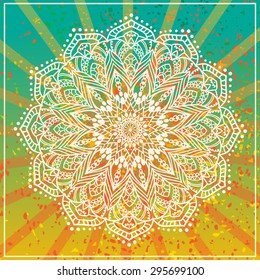 Ornament black white card with mandala. Geometric circle element made in vector. Perfect  cards for any other kind of design, birthday and other holiday, kaleidoscope,  medallion, yoga, india, arabic