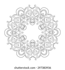 Ornament black white card with mandala. Geometric circle element made in vector. Perfect  cards for any other kind of design, birthday and other holiday, kaleidoscope,  medallion, yoga, india, arabic