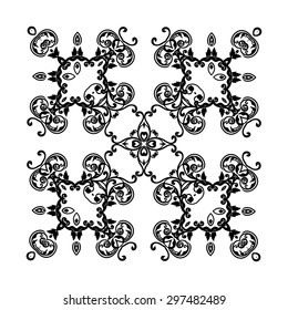 Ornament black white card with mandala. Geometric circle element made in vector. Perfect cards for any other kind of design, birthday and other holiday, kaleidoscope,  medallion, yoga, india, arabic