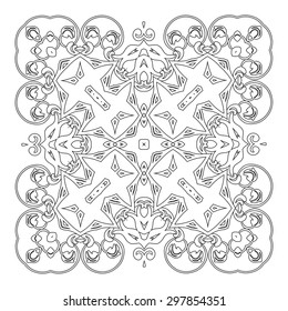 Ornament black white card with mandala. Geometric circle element made in vector. Perfect  cards for any other kind of design, birthday and other holiday, kaleidoscope,  medallion, yoga, india, arabic