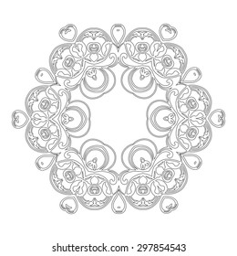 Ornament black white card with mandala. Geometric circle element made in vector. Perfect  cards for any other kind of design, birthday and other holiday, kaleidoscope,  medallion, yoga, india, arabic