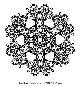 Ornament black white card with mandala. Geometric circle element made in vector. Perfect  cards for any other kind of design, birthday and other holiday, kaleidoscope,  medallion, yoga, india, arabic