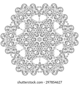 Ornament black white card with mandala. Geometric circle element made in vector. Perfect  cards for any other kind of design, birthday and other holiday, kaleidoscope,  medallion, yoga, india, arabic