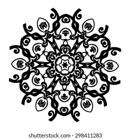 Ornament black white card with mandala. Geometric circle element made in vector. Perfect  cards for any other kind of design, birthday and other holiday, kaleidoscope,  medallion, yoga, india, arabic