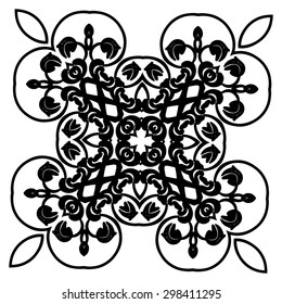 Ornament black white card with mandala. Geometric circle element made in vector. Perfect  cards for any other kind of design, birthday and other holiday, kaleidoscope,  medallion, yoga, india, arabic