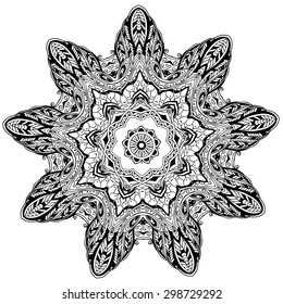 Ornament black white card with mandala. Geometric circle element made in vector. Perfect  cards for any other kind of design, birthday and other holiday, kaleidoscope,  medallion, yoga, india, arabic