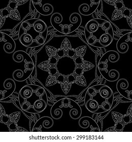 Ornament black white card with mandala. Geometric circle element made in seamless vector. Perfect  cards for any other kind of design, birthday and other holiday