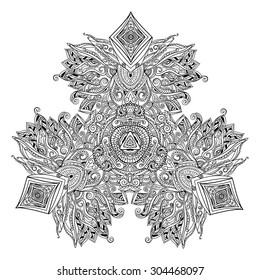 Ornament black white card with mandala. Geometric circle element made in vector. Perfect cards for any other kind of design, birthday and other holiday, kaleidoscope, medallion, yoga, india, arabic