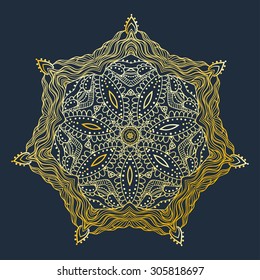 Ornament black white card with mandala. Geometric circle element made in vector. Perfect  cards for any other kind of design, birthday and other holiday, kaleidoscope,  medallion, yoga, India, arabic
