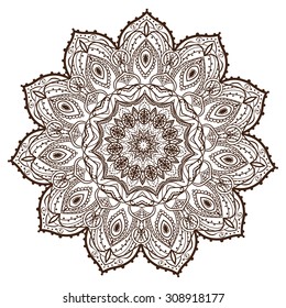 Ornament black white card with mandala. Geometric circle element made in vector. Perfect  cards for any other kind of design, birthday and other holiday, kaleidoscope,  medallion, yoga, india, arabic