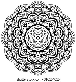 Ornament black white card with mandala. Geometric circle element made in vector. Perfect  cards for any other kind of design, birthday and other holiday, kaleidoscope,  medallion, yoga, india, arabic
