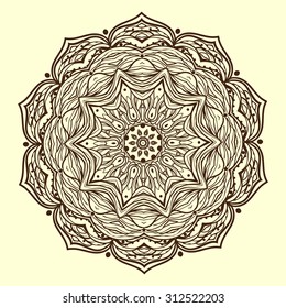 Ornament black white card with mandala. Geometric circle element made in vector. Perfect  cards for any other kind of design, birthday and other holiday, kaleidoscope,  medallion, yoga, india, arabic