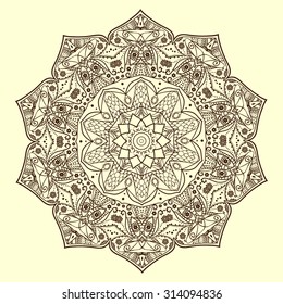 Ornament black white card with mandala. Geometric circle element made in vector. Perfect  cards for any other kind of design, birthday and other holiday, kaleidoscope,  medallion, yoga, india, arabic