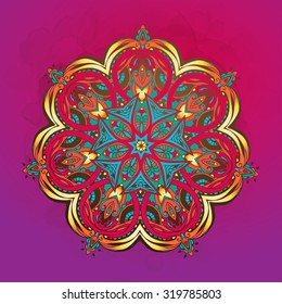 Ornament black white card with mandala. Geometric circle element made in vector. Perfect  cards for any other kind of design, birthday and other holiday, kaleidoscope,  medallion, yoga, india, arabic
