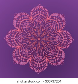 Ornament black white card with mandala. Geometric circle element made in vector. Perfect  cards for any other kind of design, birthday and other holiday, kaleidoscope,  medallion, yoga, india, arabic