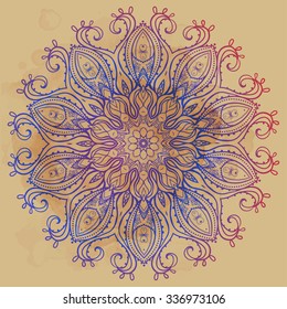 Ornament black white card with mandala. Geometric circle element made in vector. Perfect  cards for any other kind of design, birthday and other holiday, kaleidoscope,  medallion, yoga, india, arabic