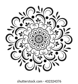 Ornament black white card with mandala. Geometric circle element made in vector. Perfect cards for any other kind of design, birthday and other holiday, kaleidoscope, medallion, yoga, india, arabic