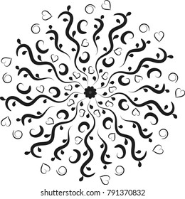 Ornament black white card with mandala. Geometric circle element made in vector. Perfect cards for any other kind of design, 
birthday and other holiday, kaleidoscope, medallion, yoga, india, arabic
