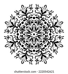 Ornament of a black and white postcard with a mandala. Round decorative mandala for coloring. Anti-stress illustration. Perfect greeting cards for any other design, birthday and other holiday.