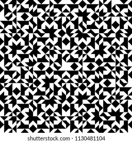  Ornament. Black and white seamless pattern. Abstract geometric background 