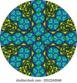 ornament of blue, green and yellow shades