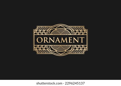 Ornament border frame label logo design illustration gold shape line style