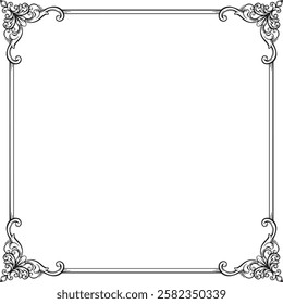 Ornament Border Vintage Floral Wedding