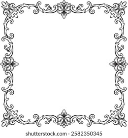 Ornament Border Vintage Floral Wedding