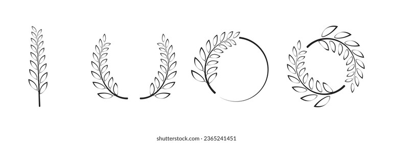 Ornament of the branches around. Laurel vector icon decorative element. Leaves, decorations, awards. Vintage laurel wreaths Vector illustration, Laurel vector decorative element. Leaves, decorations, 