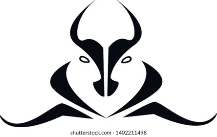 Ornament bull tattoo hand drawn design, illustration, vector on white background.