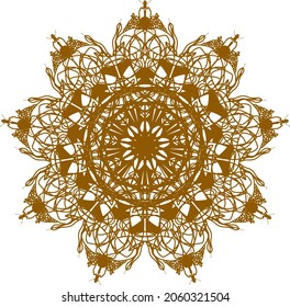 Ornament in calm golden shades with small bunches and bunnies. Vector image. The ability to change to any size without loss of quality.