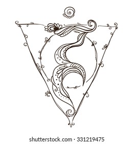 Ornament card with chakra. Geometric element hand drawn. Perfect  cards for any other kind of design