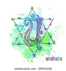 Ornament card with chakra. Geometric element hand drawn. Perfect  cards for any other kind of design, yoga center, class, Muladhara,Manipu,r Anahata, Vishudha, Ajna, Sahasrara, swadhistana