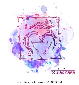 Ornament card with chakra. Geometric element hand drawn. Perfect  cards for any other kind of design, yoga center, class, Muladhara,Manipu,r Anahata, Vishudha, Ajna, Sahasrara, swadhistana