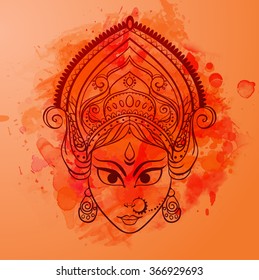 Ornament card with of Maa Durga. Illustration of Happy Navratri. Happy Maha Shivaratri. Navratri Festival 2016 date is falling on 1st October as per Hindu calendar. In Sanskrit means Nine Nights. Yoga