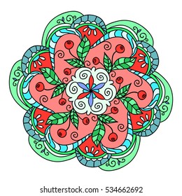 Ornament card with mandala. Circle element made in vector