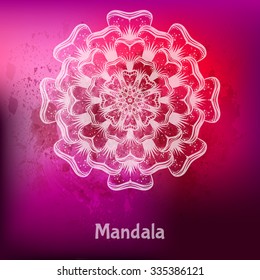 Ornament card with mandala. Ethnic decorative elements. Holiday, kaleidoscope, medallion, yoga, india, arabic. Vector illustration
