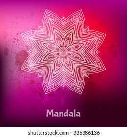 Ornament card with mandala. Ethnic decorative elements. Holiday, kaleidoscope, medallion, yoga, india, arabic. Vector illustration