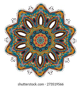 Ornament  card with mandala. Geometric circle element made in vector. Perfect  cards for any other kind of design, birthday and other holiday, kaleidoscope,  medallion, yoga, india, arabic