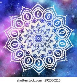 Ornament card with mandala. Geometric circle element made in vector. Perfect  cards for any other kind of design, birthday and other holiday, kaleidoscope,  medallion, yoga, india, arabic