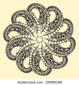 Ornament card with mandala. Octopus. Vintage decorative elements. Hand drawn background. Logo. 
