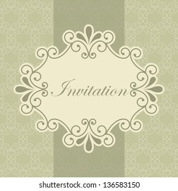 ornament card over green background. vector illustration