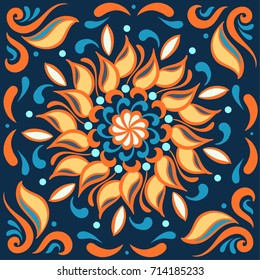 Ornament for ceramic tile. Abstract seamless pattern. Wallpapers, borders, posters, cards, decoration on textile.
