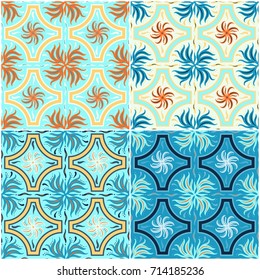 Ornament for ceramic tile. Abstract seamless pattern. Wallpapers, borders, posters, cards, decoration on textile.