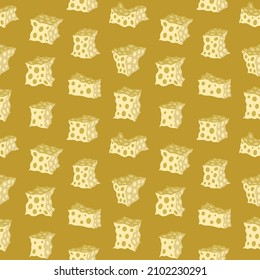 Ornamento de cubos de queso. Patrón veloz. Patrocinar. Diseño impreso para textil, tela, papel pintado, fondo.