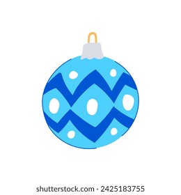 adorno de la bola de navidad de dibujos animados. elemento oro, invierno transparente, decoración alegre signo. símbolo aislado ilustración vectorial
