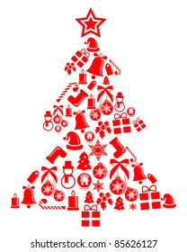 Weihnachtsbaum zum Ziern. Vektorillustration. Einzeln auf Weiß