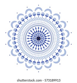Ornament circle, blue shades, white background.